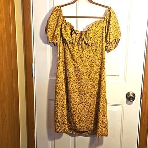 Floral Yellow Off-Shoulder Dress